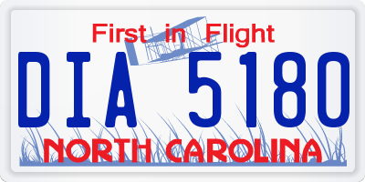 NC license plate DIA5180