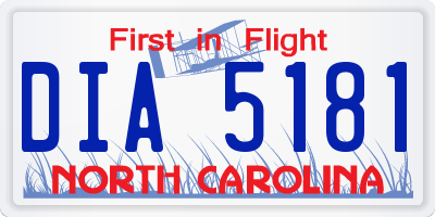 NC license plate DIA5181