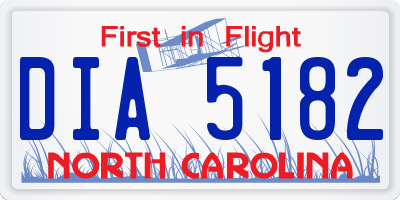 NC license plate DIA5182