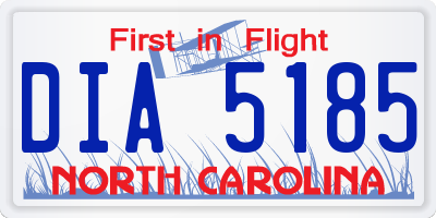 NC license plate DIA5185