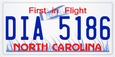 NC license plate DIA5186