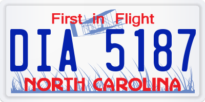 NC license plate DIA5187