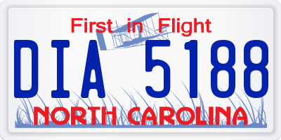 NC license plate DIA5188
