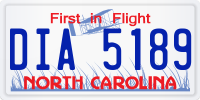 NC license plate DIA5189