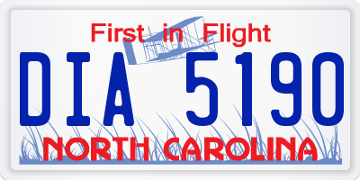 NC license plate DIA5190