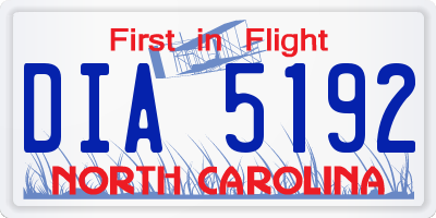 NC license plate DIA5192