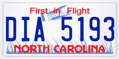 NC license plate DIA5193
