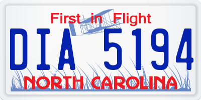 NC license plate DIA5194