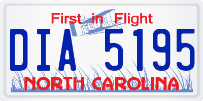 NC license plate DIA5195