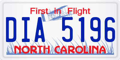 NC license plate DIA5196