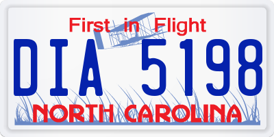 NC license plate DIA5198