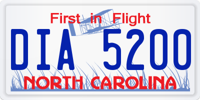 NC license plate DIA5200