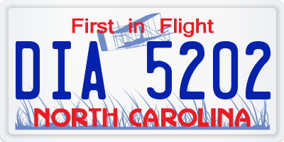 NC license plate DIA5202