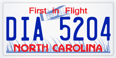 NC license plate DIA5204