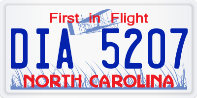 NC license plate DIA5207