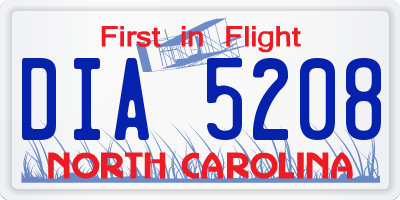 NC license plate DIA5208