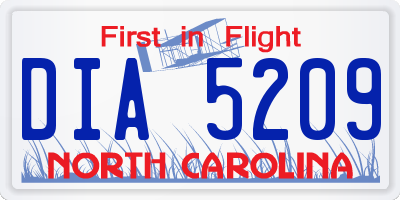 NC license plate DIA5209