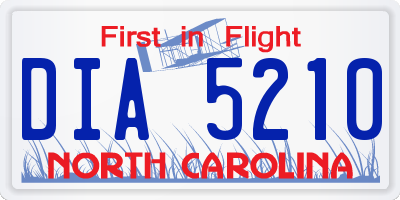 NC license plate DIA5210