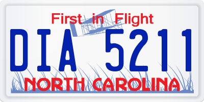 NC license plate DIA5211
