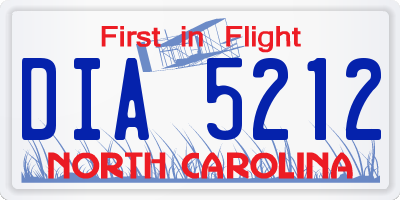 NC license plate DIA5212