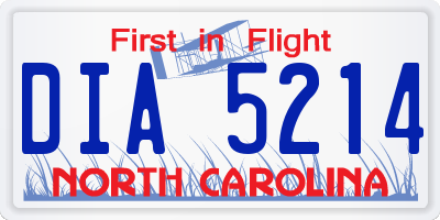 NC license plate DIA5214