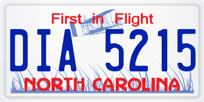 NC license plate DIA5215