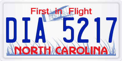 NC license plate DIA5217