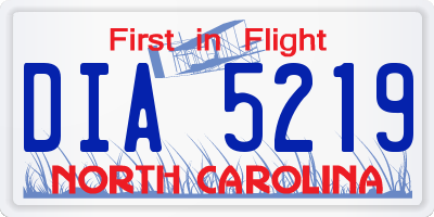 NC license plate DIA5219