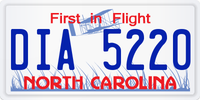 NC license plate DIA5220