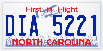 NC license plate DIA5221