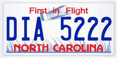 NC license plate DIA5222