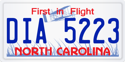 NC license plate DIA5223