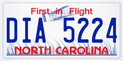 NC license plate DIA5224