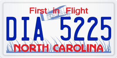 NC license plate DIA5225
