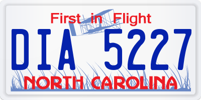 NC license plate DIA5227