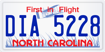 NC license plate DIA5228