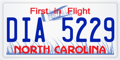 NC license plate DIA5229