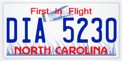 NC license plate DIA5230
