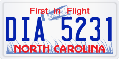 NC license plate DIA5231