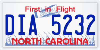 NC license plate DIA5232