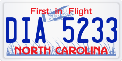 NC license plate DIA5233