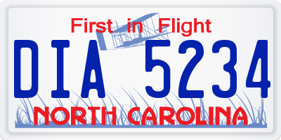 NC license plate DIA5234