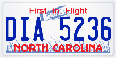 NC license plate DIA5236