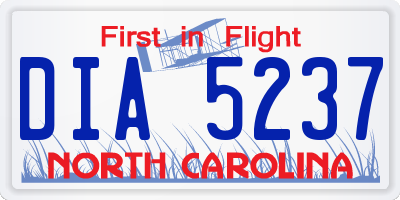 NC license plate DIA5237