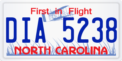 NC license plate DIA5238