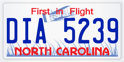 NC license plate DIA5239