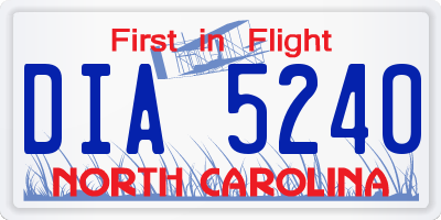 NC license plate DIA5240