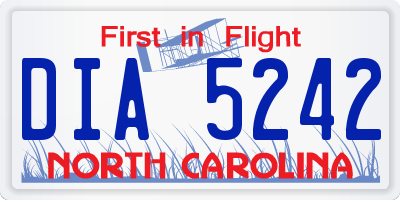 NC license plate DIA5242