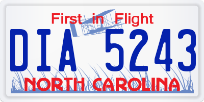 NC license plate DIA5243