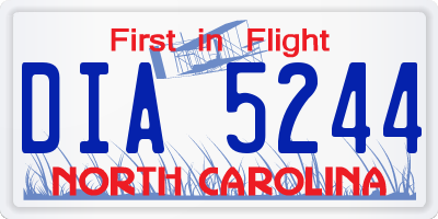 NC license plate DIA5244